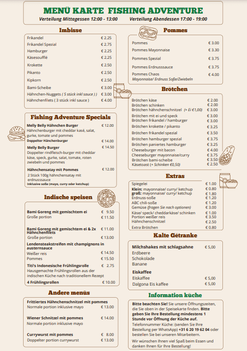 Fishing Adventure Menukaart Duits